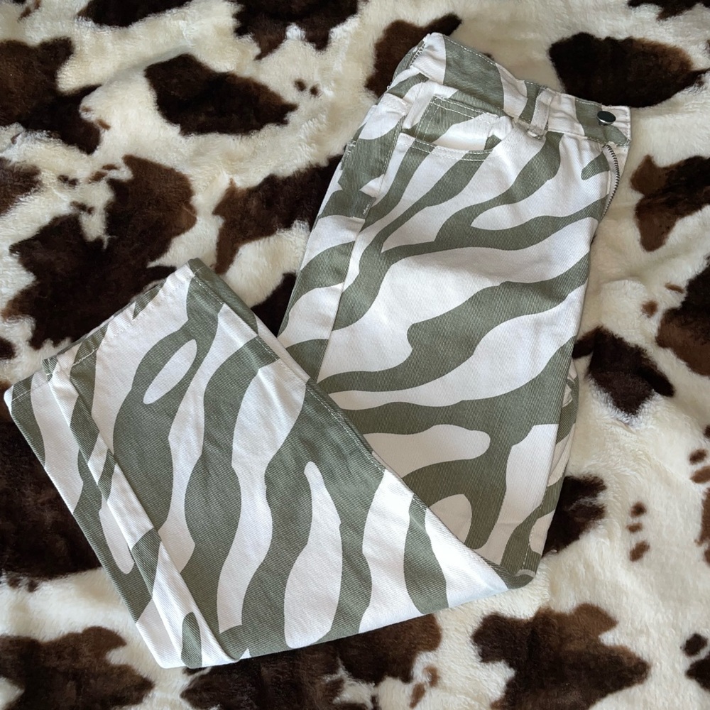 Zebra green/white jeans